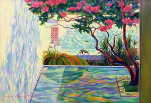 Gato en un jardín mexicano de Robert Tyndall